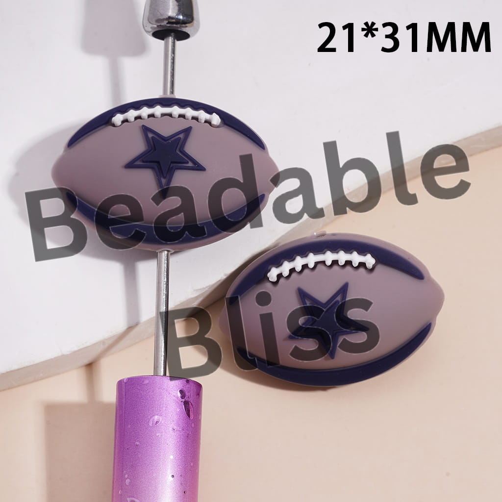 Silicone Focal Beads 3D Sports American Football Team Dallas