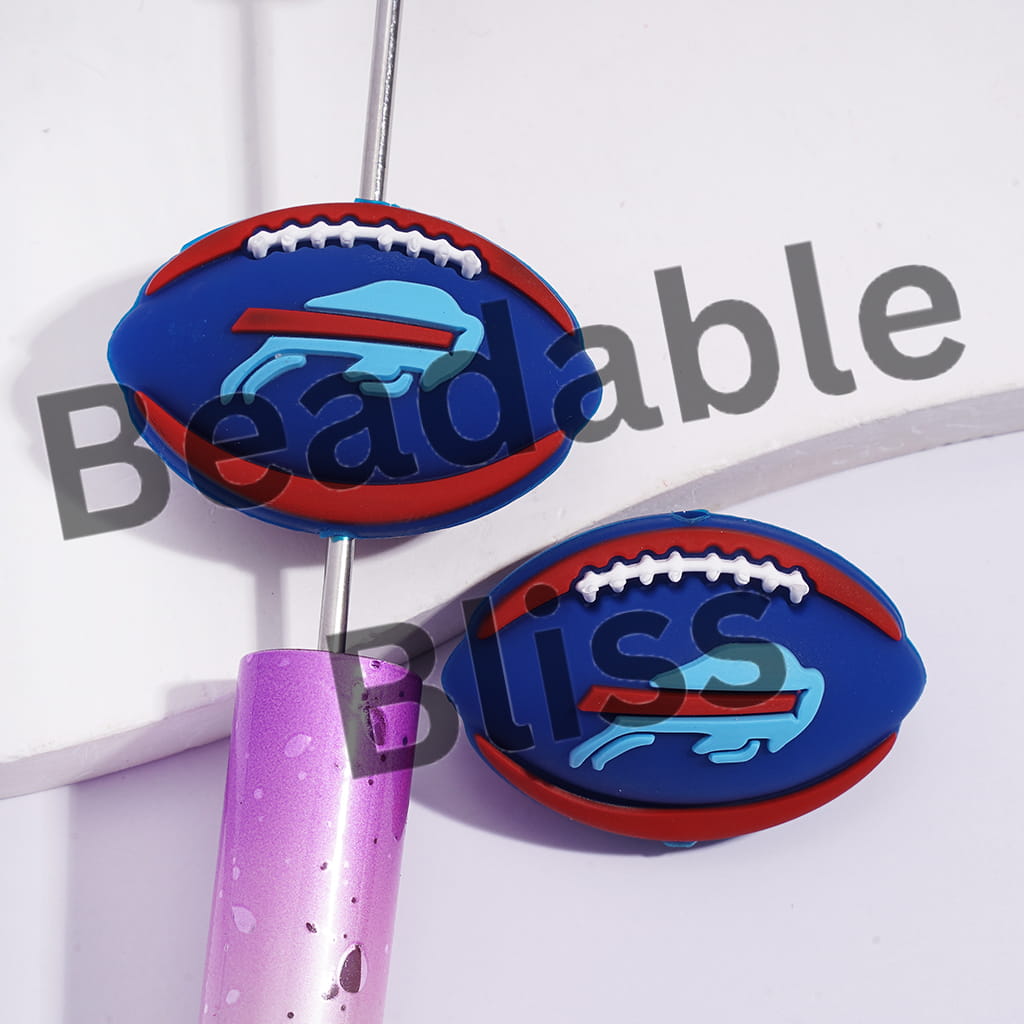 Silicone Focal Beads 3D Sports American Football Team Buffalo