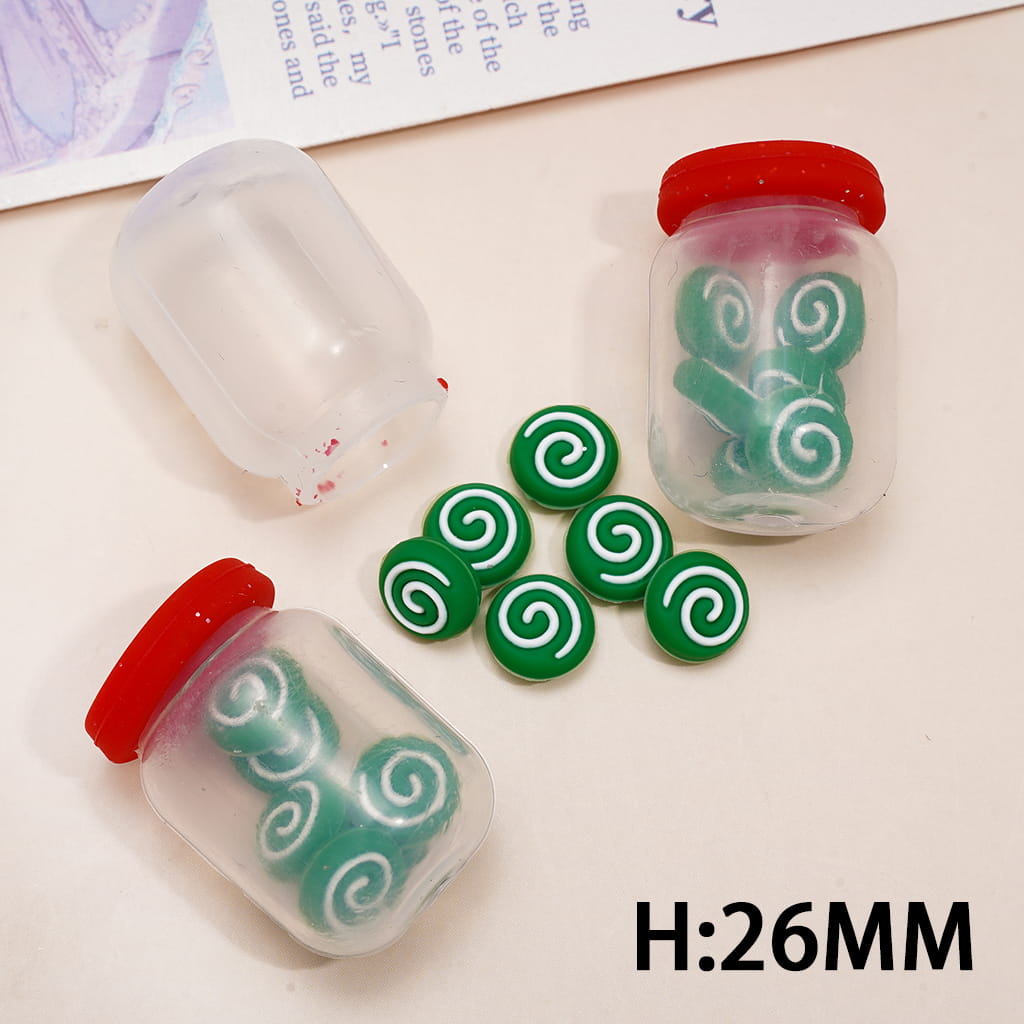 Soft Silicone Shaker Beads with Mini Green Candy Inside Bottle