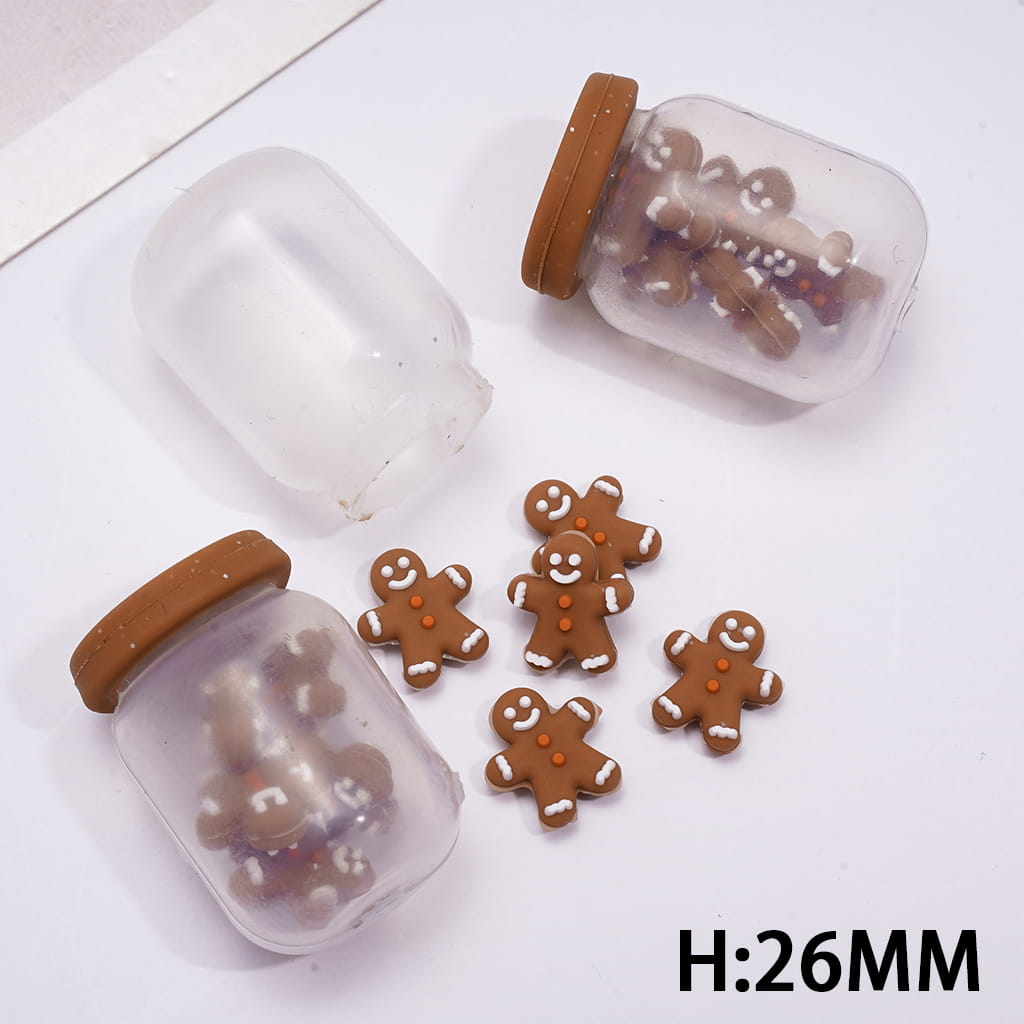 Soft Silicone Shaker Beads with Mini Christmas Gingerbread Inside Bottle
