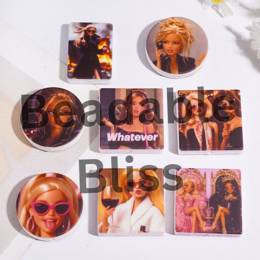 Silicone Focal Beads Fashion Doll Character Series, Various Shapes, Random Mix