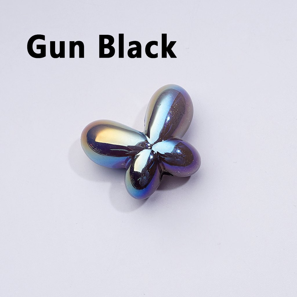 Glittery Luminous Butterfly Bow Acrylic Beads with UV Coating, Approx. 25x19MM