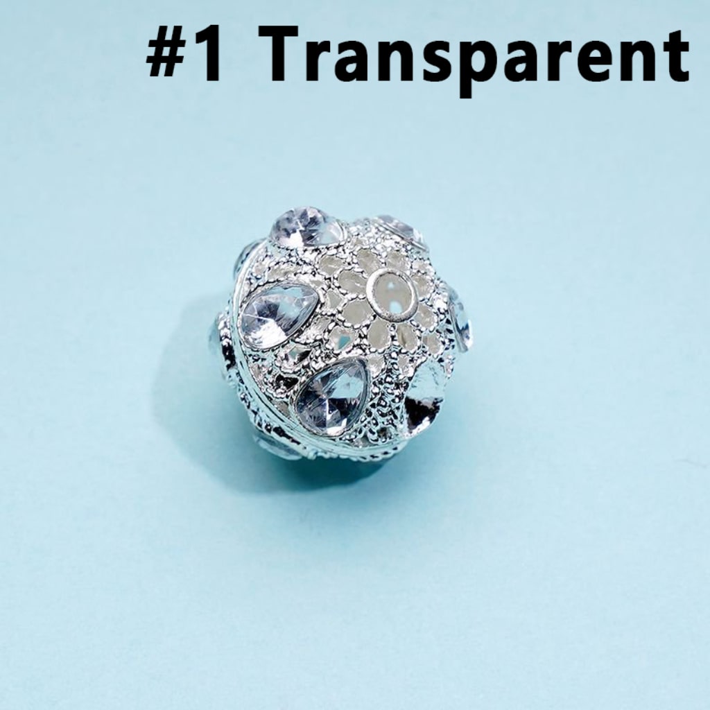 Hollow Ball Exquisite Silver Alloy with Colorful Rhinestones Beads, Around 16MM