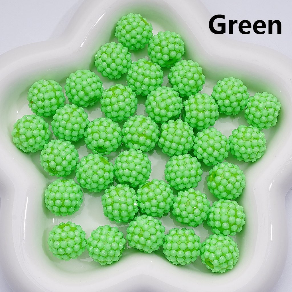 Waxberry Ball Round Acrylic Beads Solid Color with Sparkling Rhinestones,16MM Accent Beads