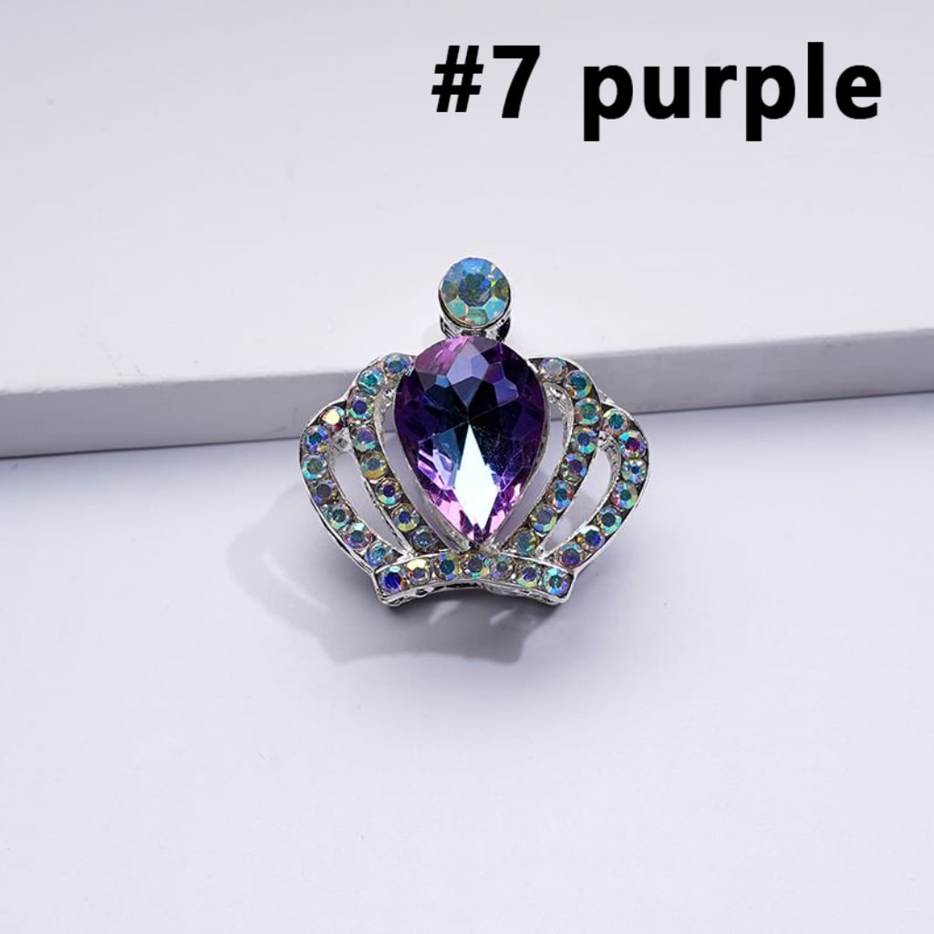 Alloy Bling Bling Silver Crown with Mini AB Rhinestones Colorful Water Drops Beads, Around 24*23MM