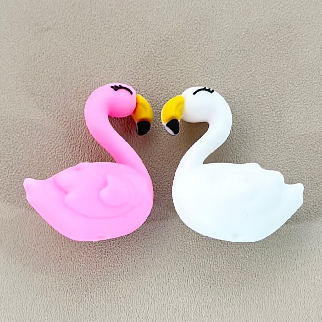 Flamingo 3D Cute Pink Flamingo Beads, Silicone Focal Beads