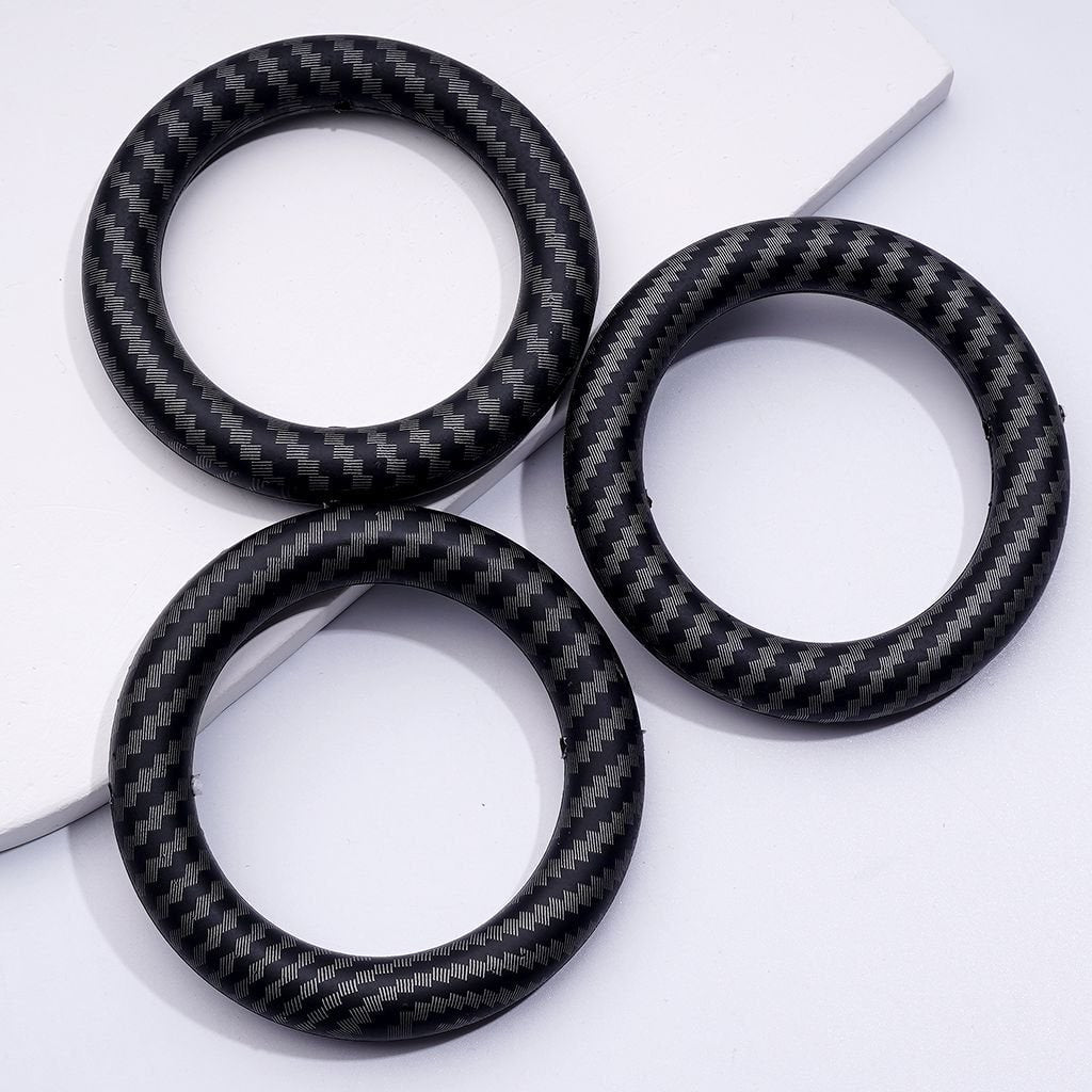 Gray and Black Checkered Silicone Ring Frame Bead – 65MM, Soft Car Hanger Charm Loop