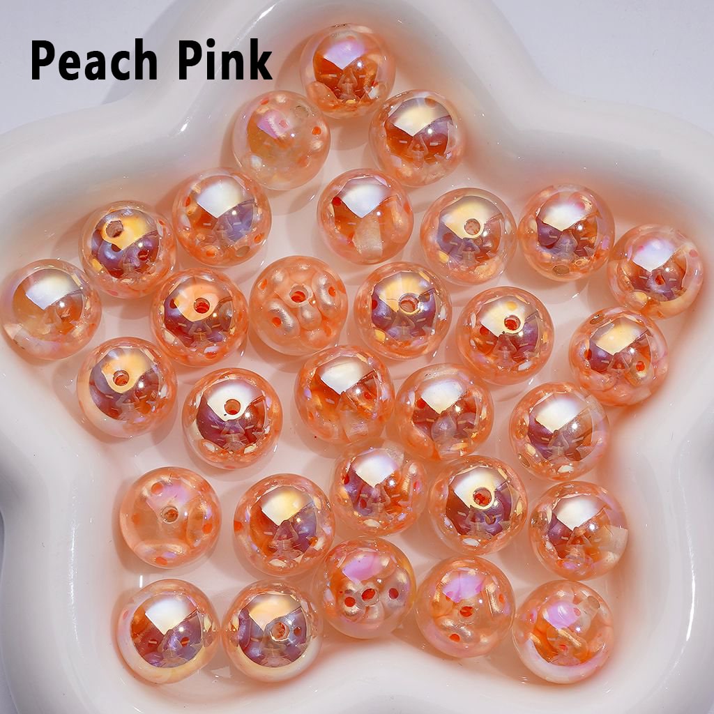 16MM Clear Glossy Resin Beads with UV Coating, Colorful Peanut Beads Encased Inside