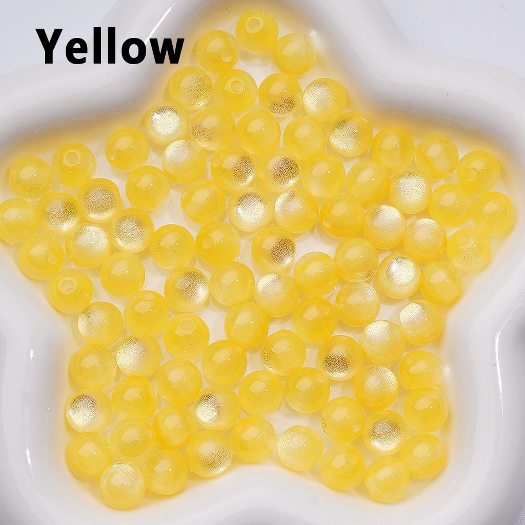 10MM Round Acrylic Beads – Mini Multi-Color Glitter Cat Eye Style