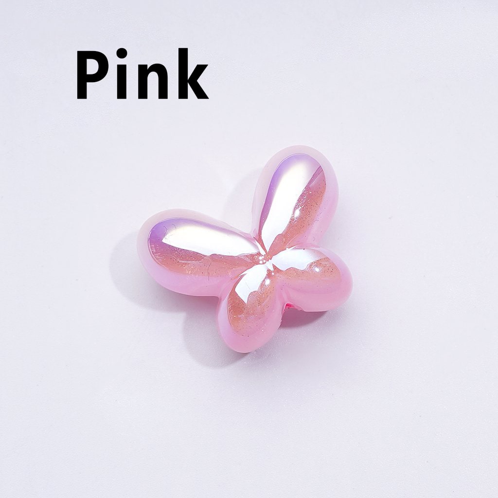 Glittery Luminous Butterfly Bow Acrylic Beads with UV Coating, Approx. 25x19MM