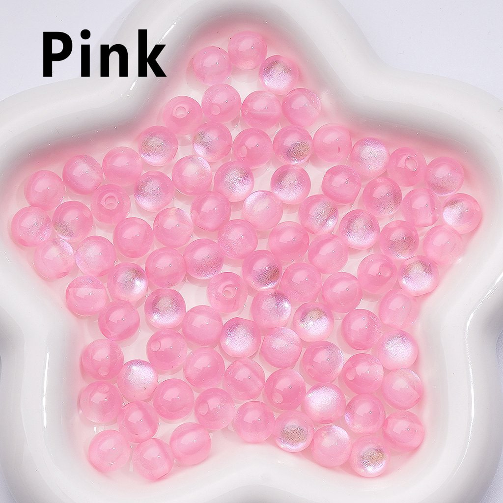 10MM Round Acrylic Beads – Mini Multi-Color Glitter Cat Eye Style