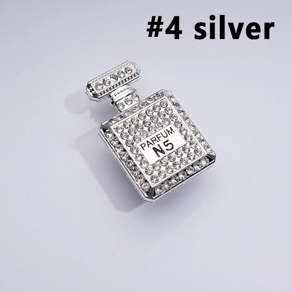 Fancy Alloy Bling Bling Parfum Perfume Bottle with Colorful Shiny Rhinestones White Pearls Colorful Hearts Clay Beads, Around 46*29MM