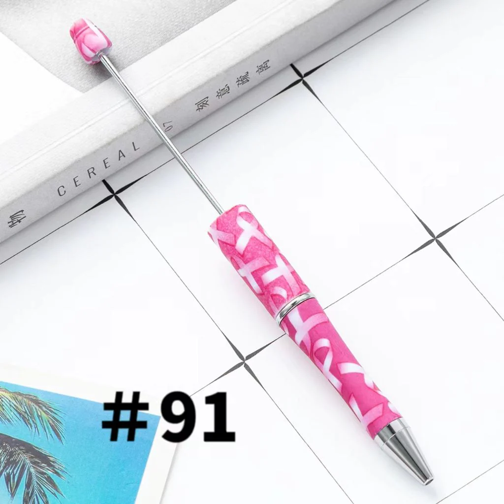 Ribbon Printed Pink Beadable Pens Number 91