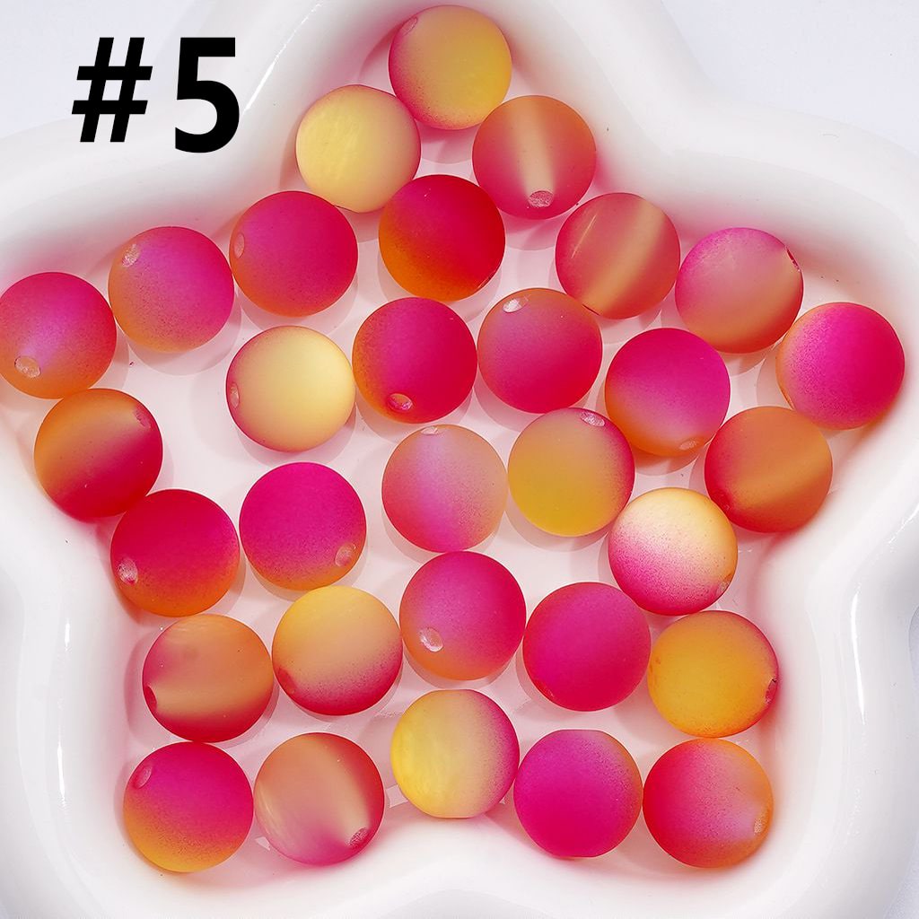 Dual-Tone Cat Eye Acrylic Beads – Frosted Round Design, 16MM