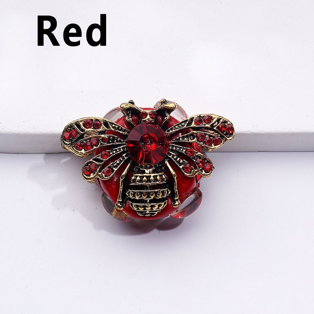Elegant Copper Alloy Bee with Sparkling Rhinestones & Clear Oval Pearl Clay Beads – Approx 26*34MM