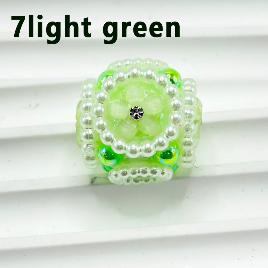 Cute Flowers Clear Rhinestone Inside Bling Bling MiniWhite Pearls Ring Loop Round Acrylic Beads, 20MM