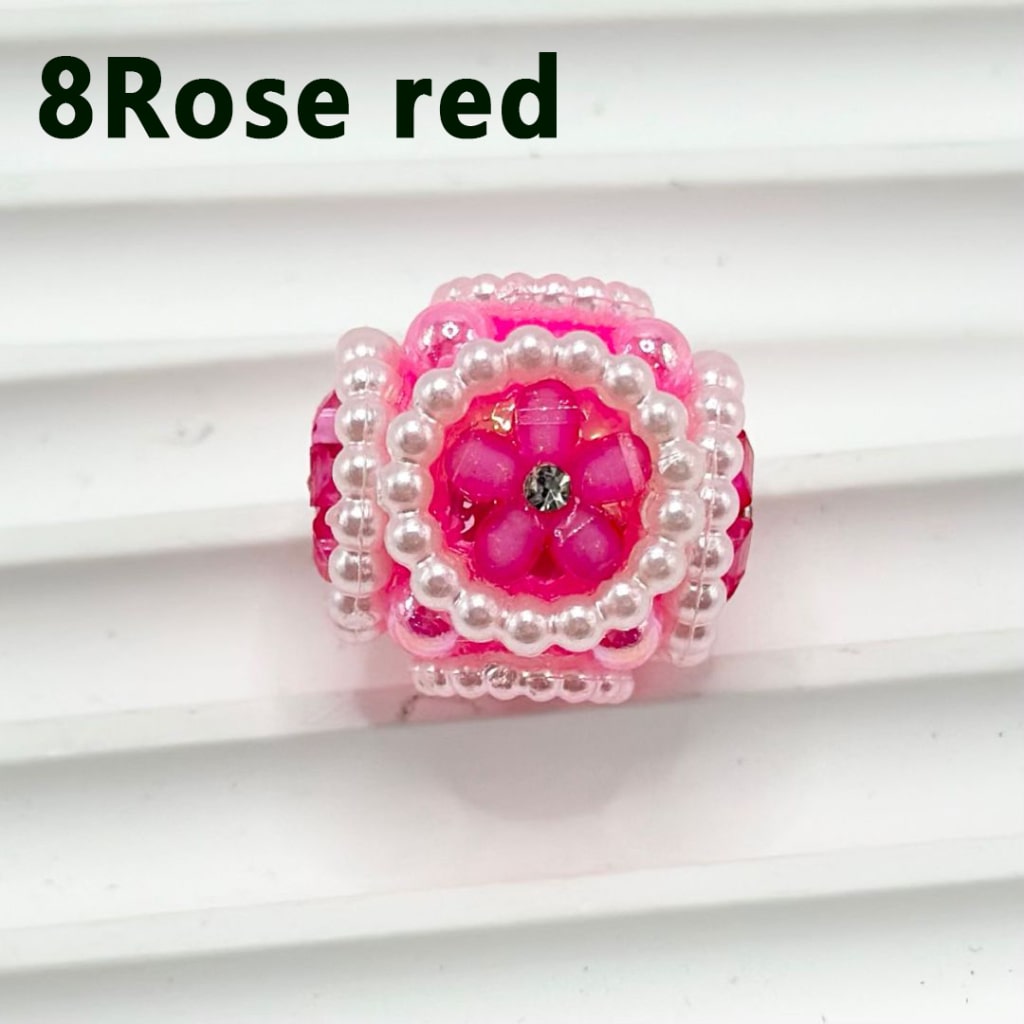 Cute Flowers Clear Rhinestone Inside Bling Bling MiniWhite Pearls Ring Loop Round Acrylic Beads, 20MM