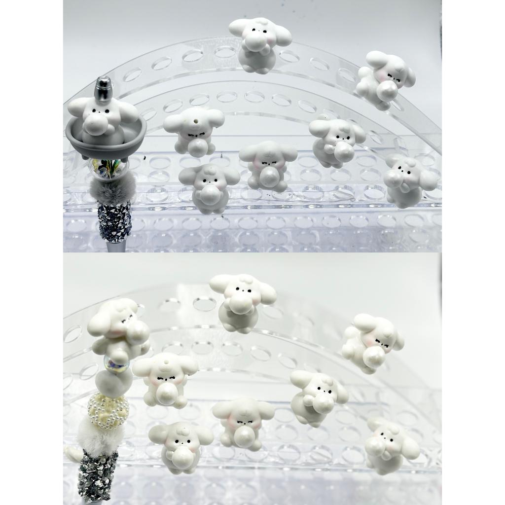 Big Ear Puppy Blows Bubbles Little Cute Pen Topper Acrylic Beads, Around 25*32MM