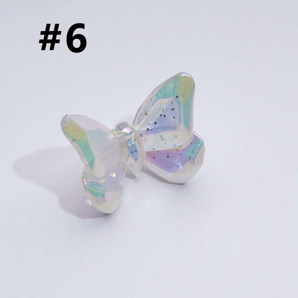 Multi-Color UV Coating Dazzling Butterfly Acrylic Beads, Around 24*20MM