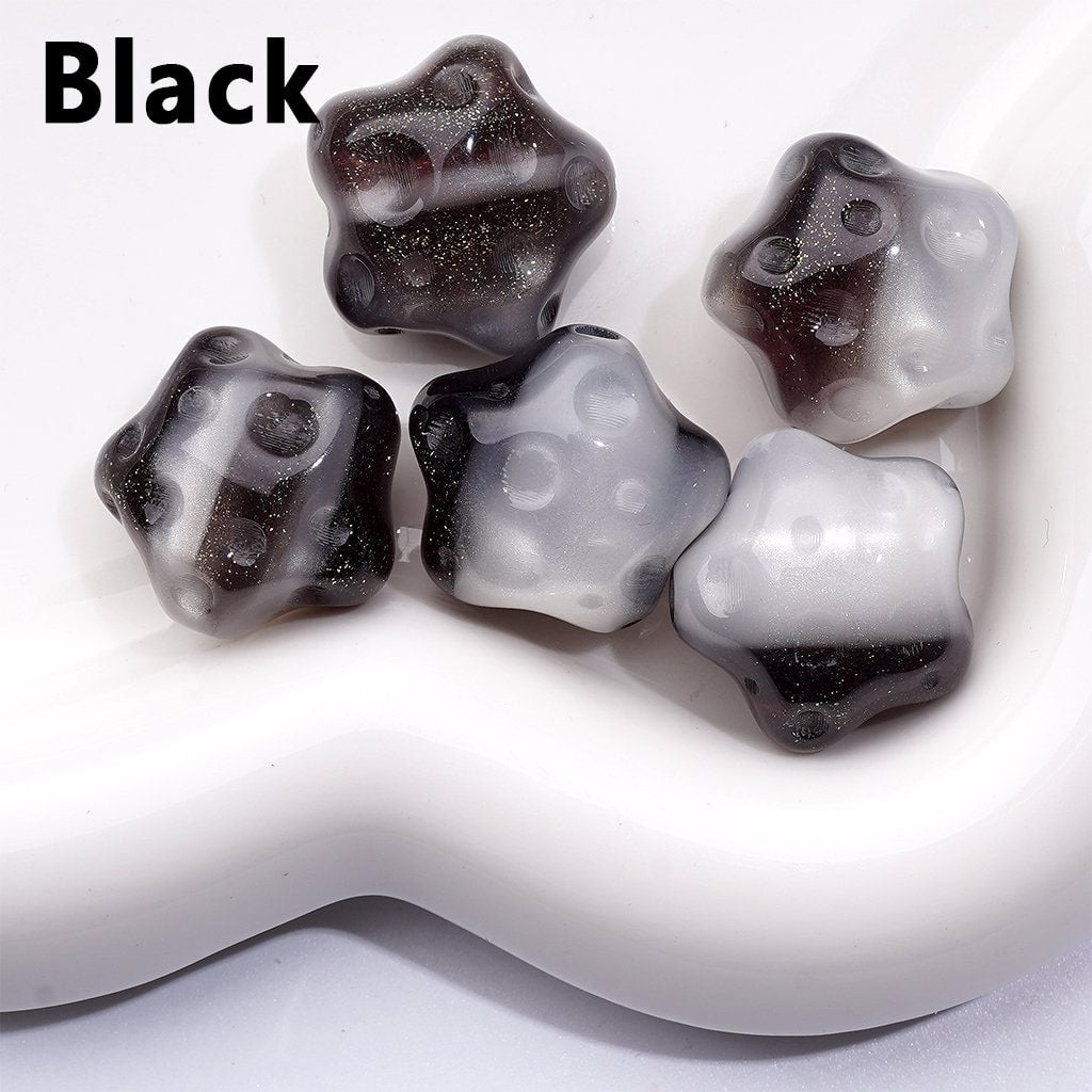 Mini Sparkling Cat Eye Acrylic Beads – Glittery Striped Five-Pointed Star, 20x16MM