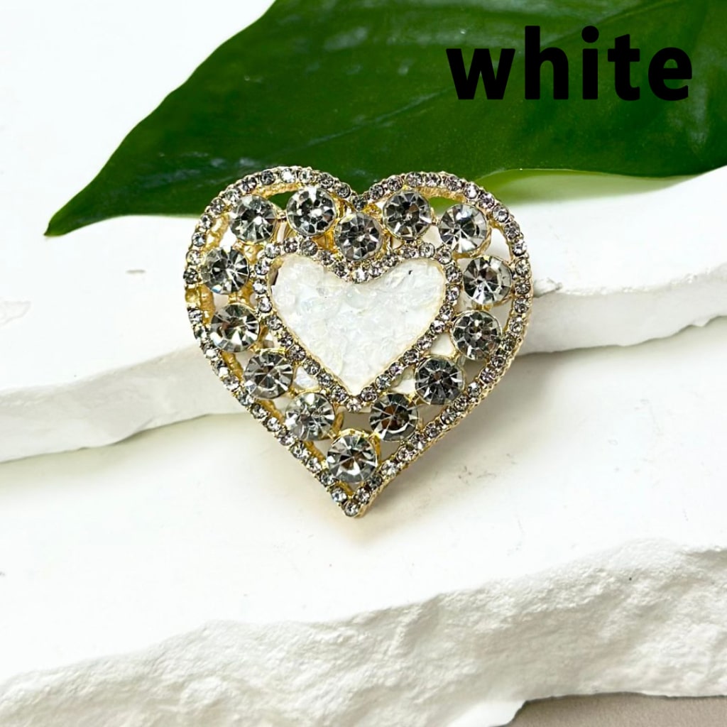Gold Alloy Heart with Bling Bling Colorful Rhinestones, Small Stones, Oval Pearls, and Clay Beads Around 36*36MM