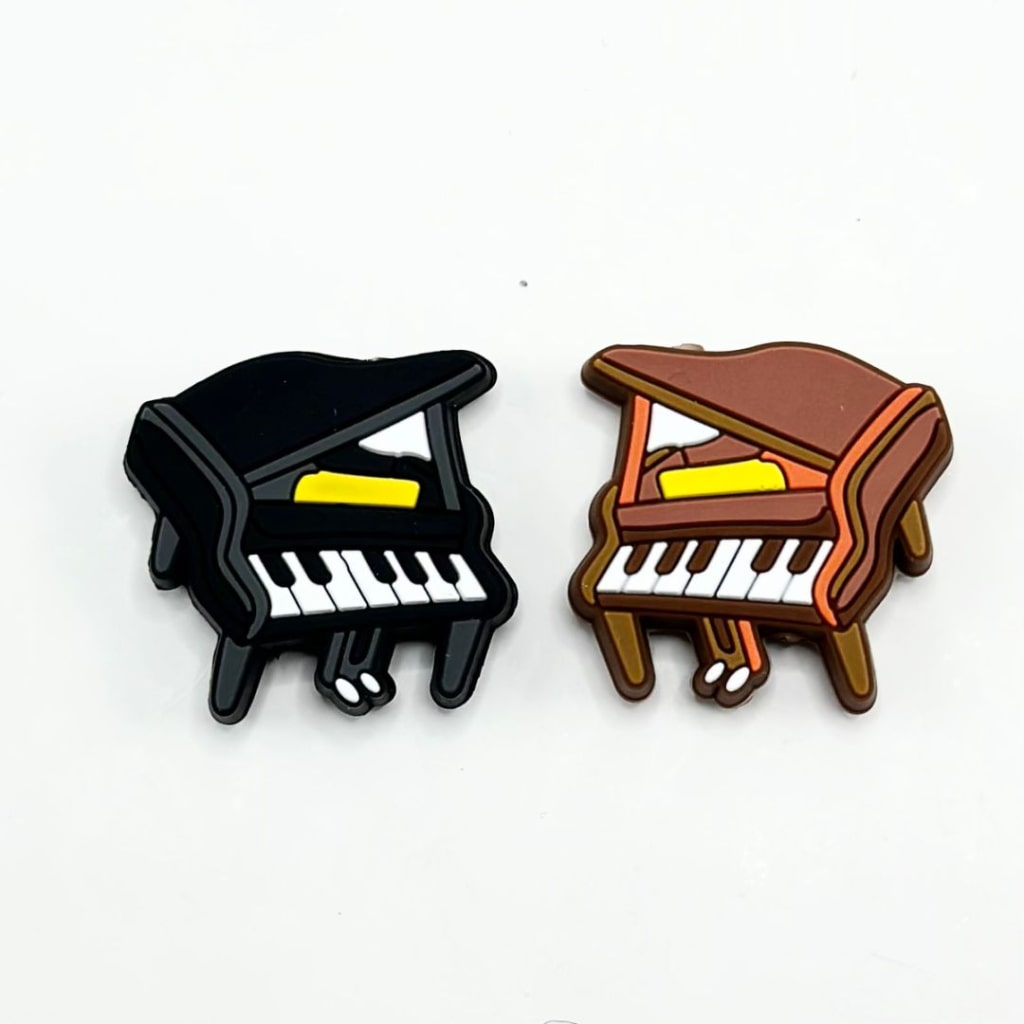 Black Piano Music & Mini Cute Brown Instruments Silicone Focal Beads