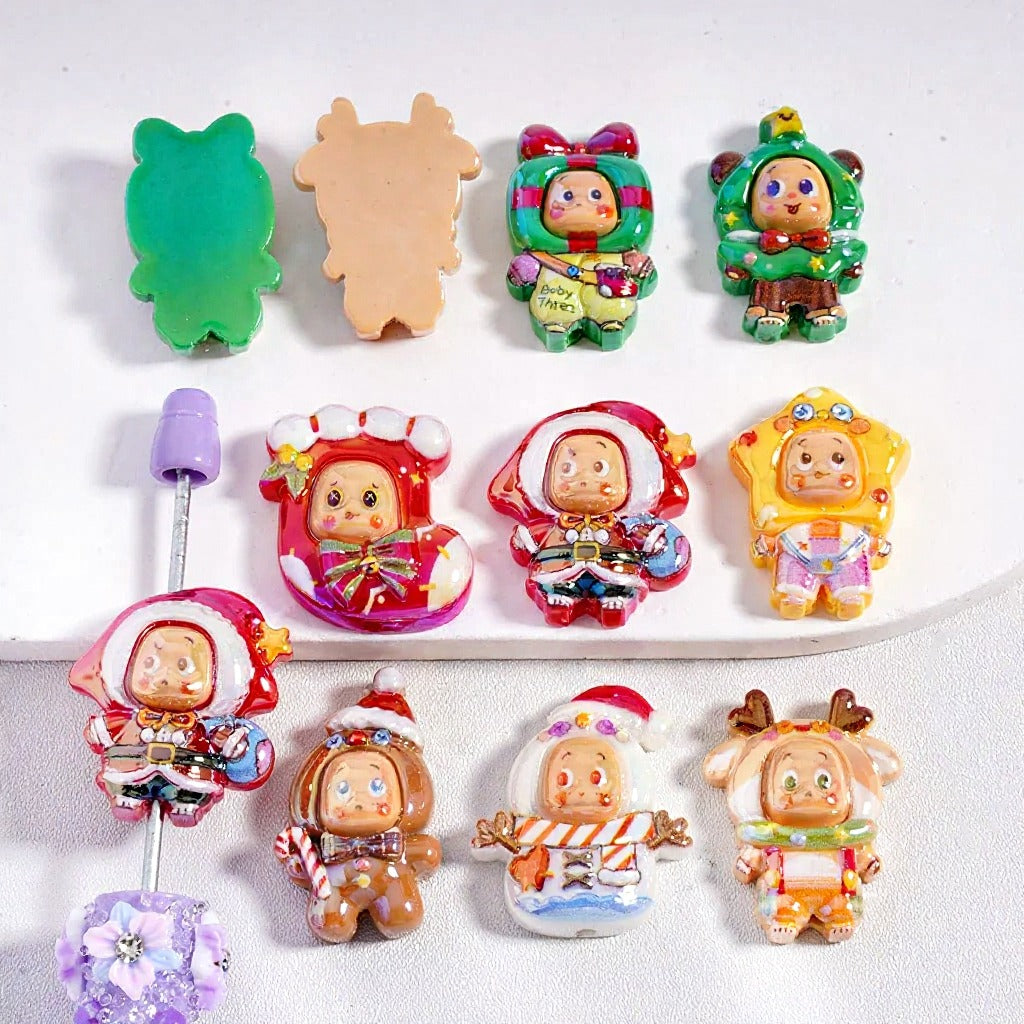 Cute Twinkl Twinkl Be a Little Star Star Figure in Christmas Costume with UV Coating, Random Mix Acrylic Beads