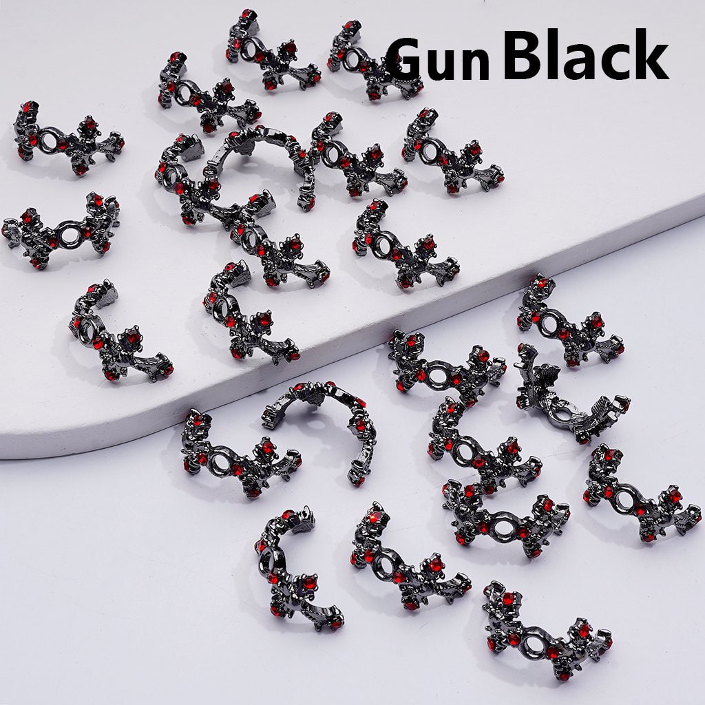 Cross with Black Red Rhinestones Gold Silver Gun Black Alloy Bead Cage Cap 20MM