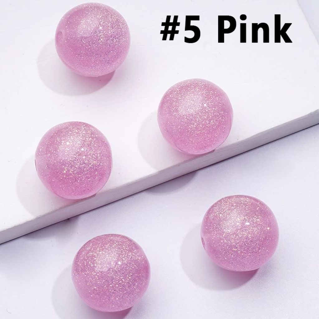 Glitter Shiny Glossy Colorful Round Acrylic Beads, 12MM