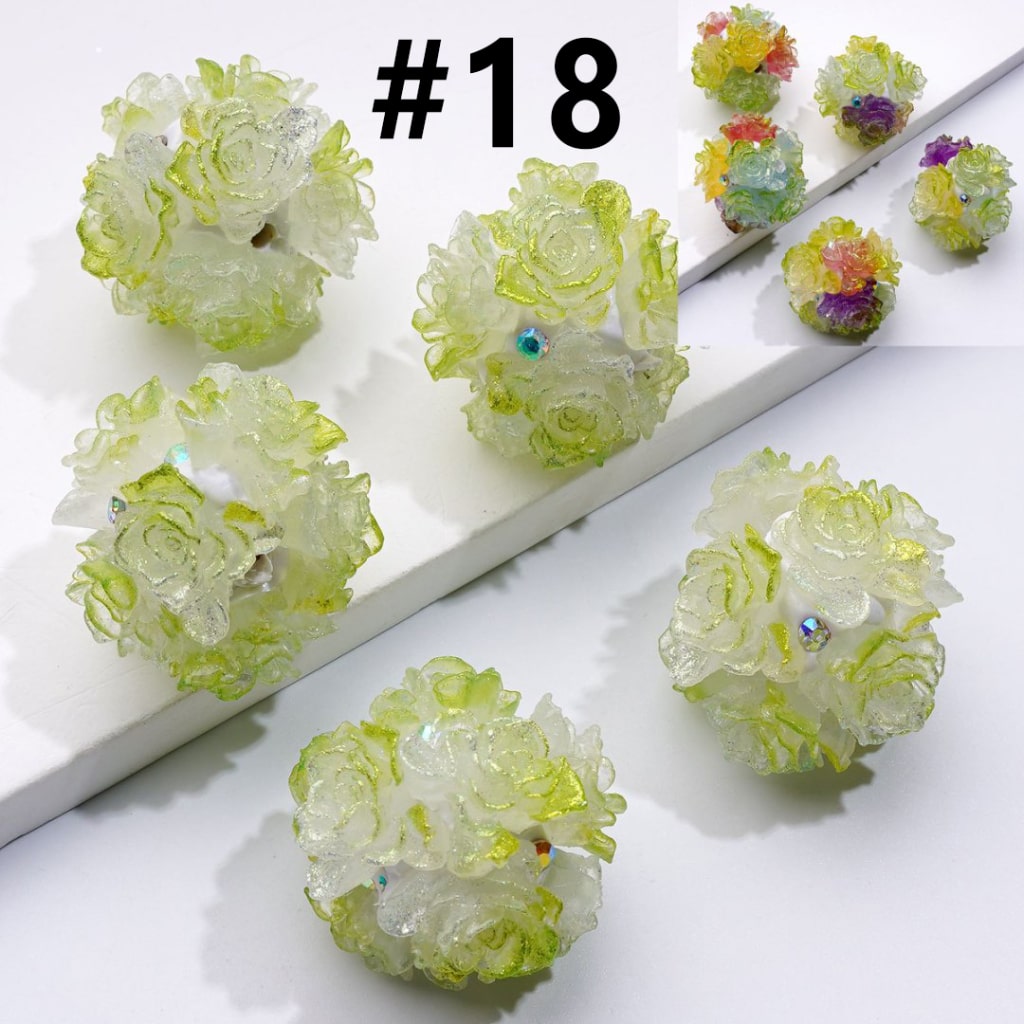 Color Changing Glitter Flower Clay Beads with AB Rhinestones, Round Shape, Approx. 24MM