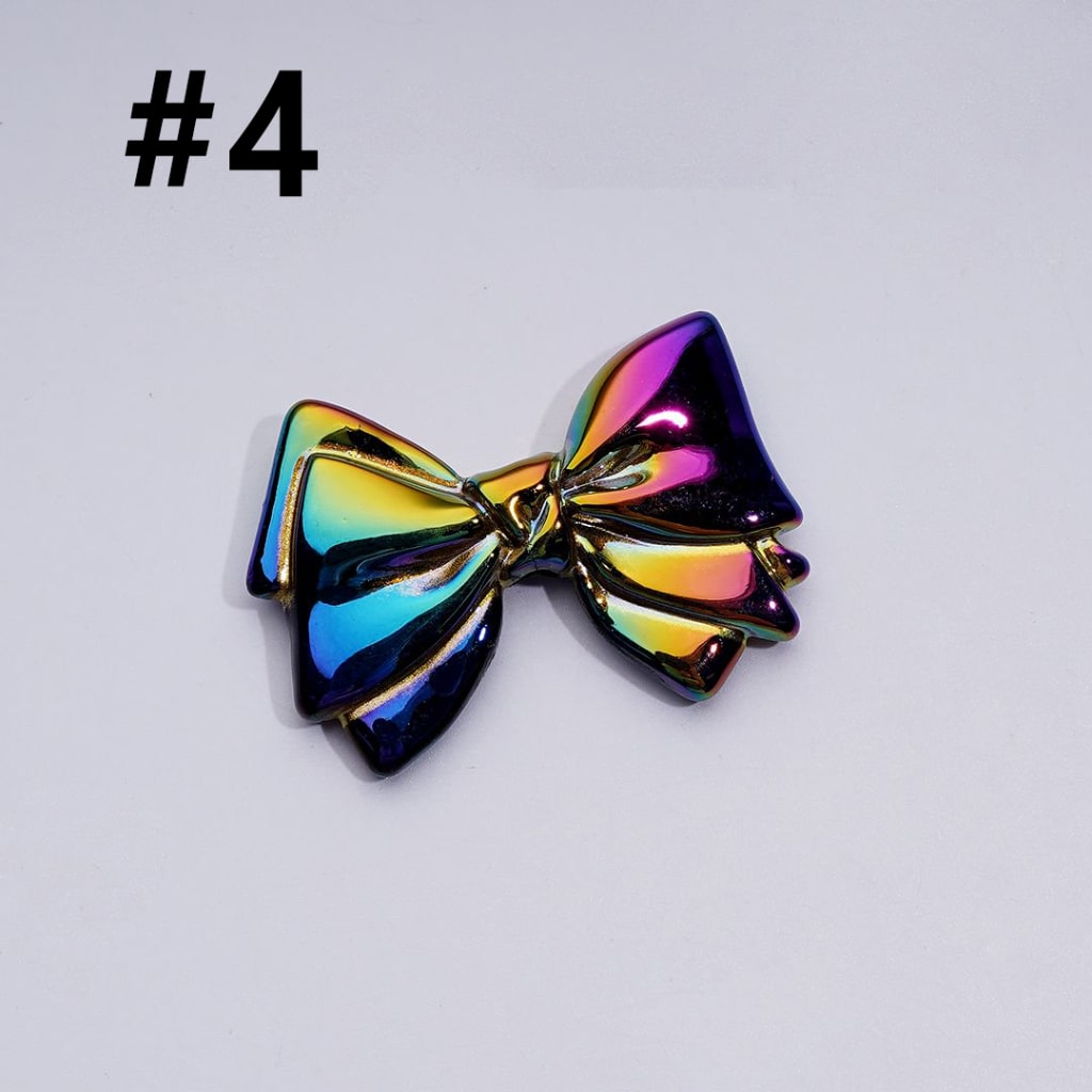 Dazzling Colorful Bowknot Acrylic Beads with UV Coating, Around 43*40*7MM