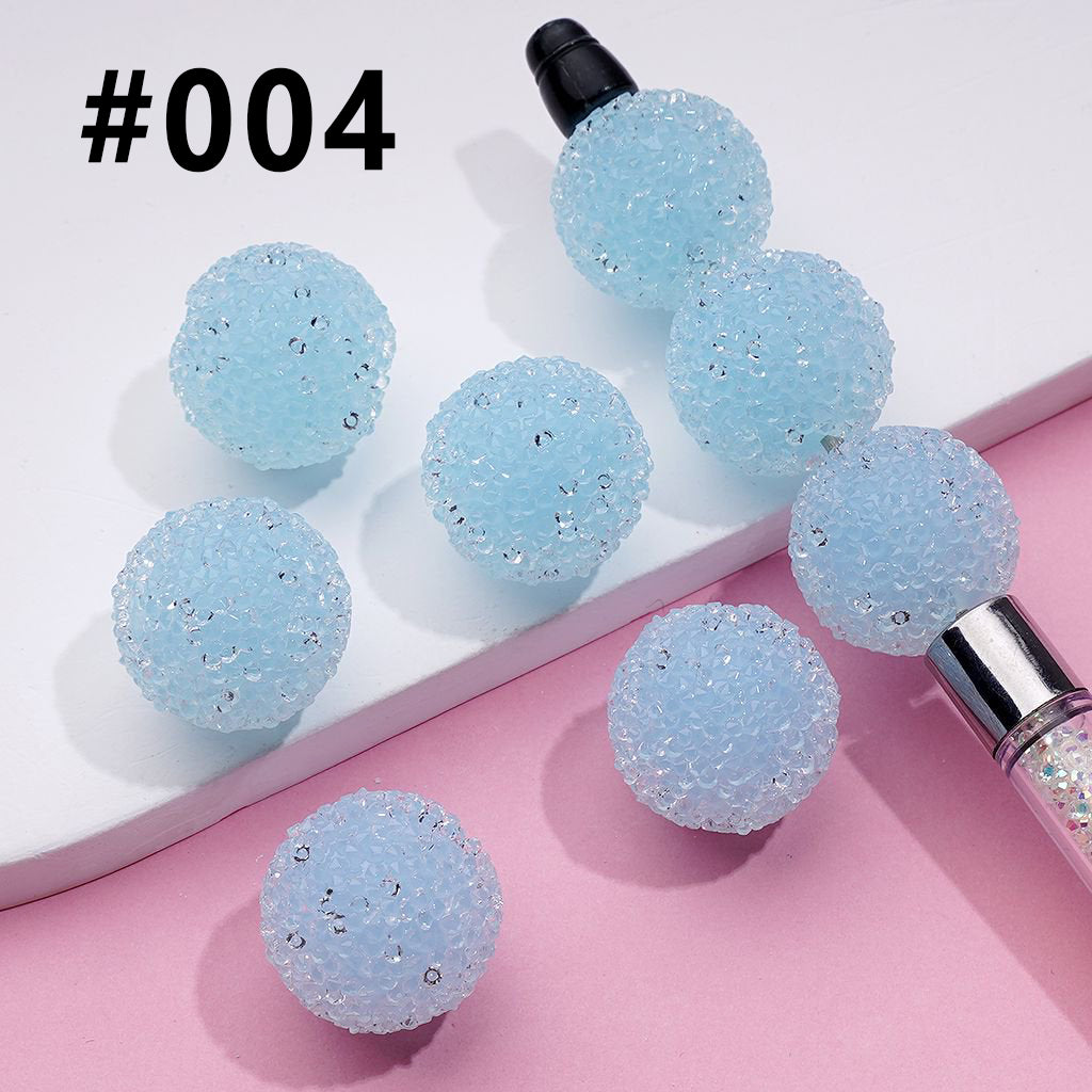 Clear Rhinestones Candy Hard Sugar Beads in Solid Colors Round 20mm