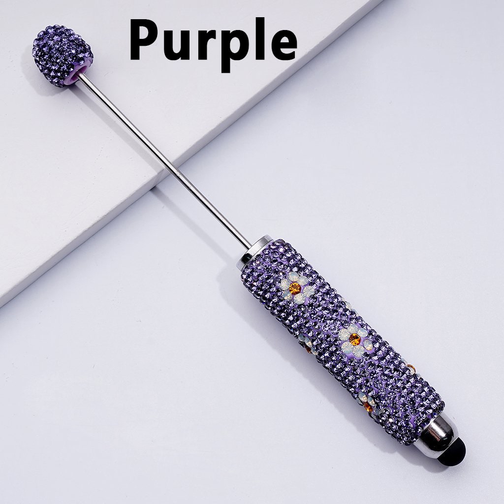 Beadable Clay Stylus Pen Adorned with Charming Mini Flowers & Sparkling Multi-Color Rhinestones