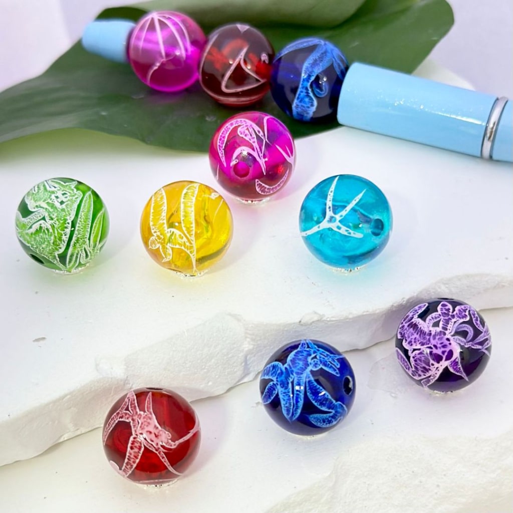 Clear Round Abstract Prints Colorful Acrylic Beads, 16MM, Random Mix