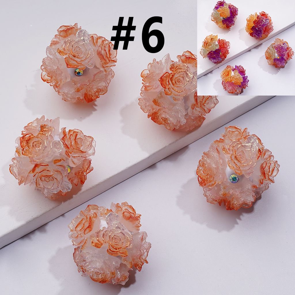 Color Changing Glitter Flower Clay Beads with AB Rhinestones, Round Shape, Approx. 24MM