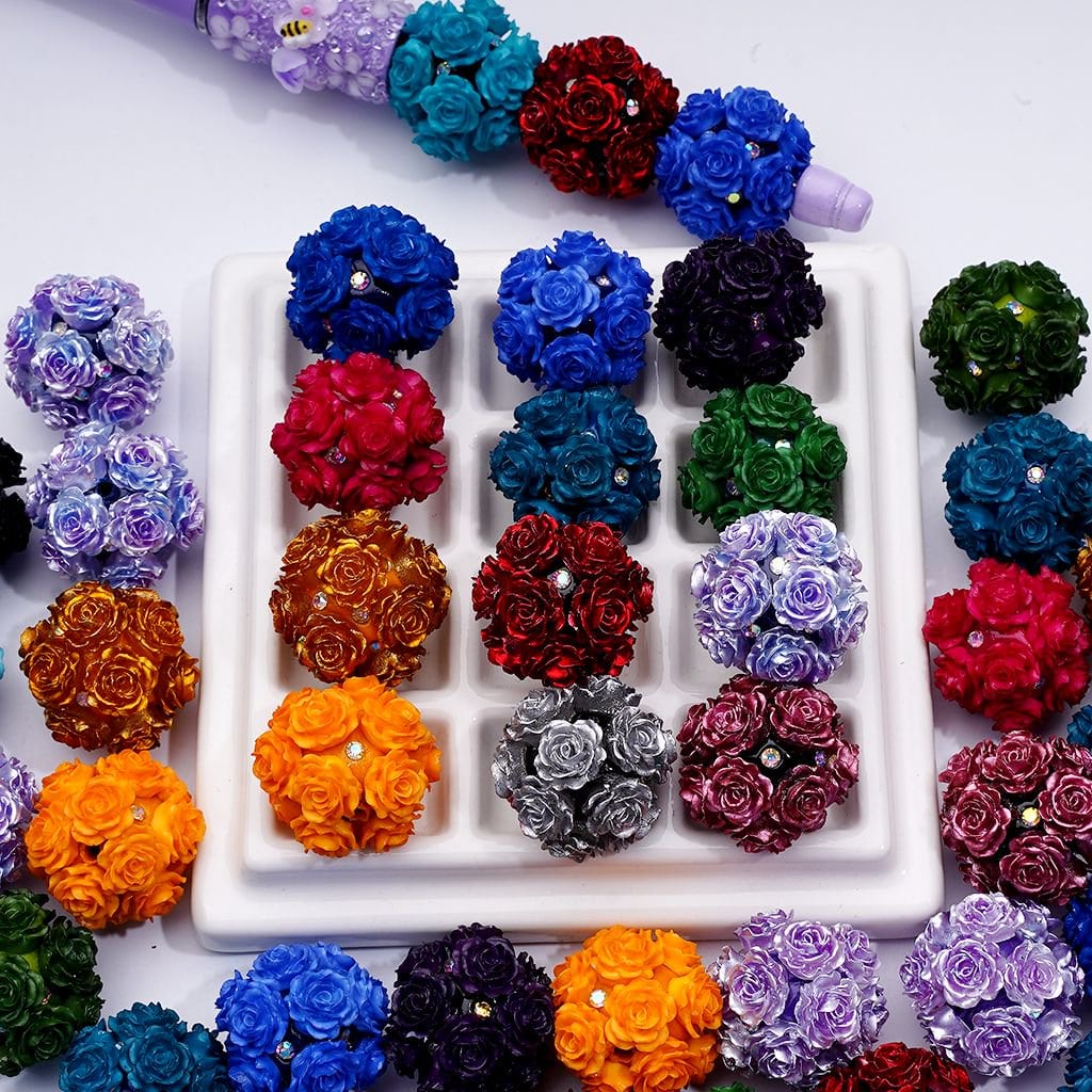 Soft Flower AB Rhinestones Round Clay Beads Dark Color Series 23MM Random Mix