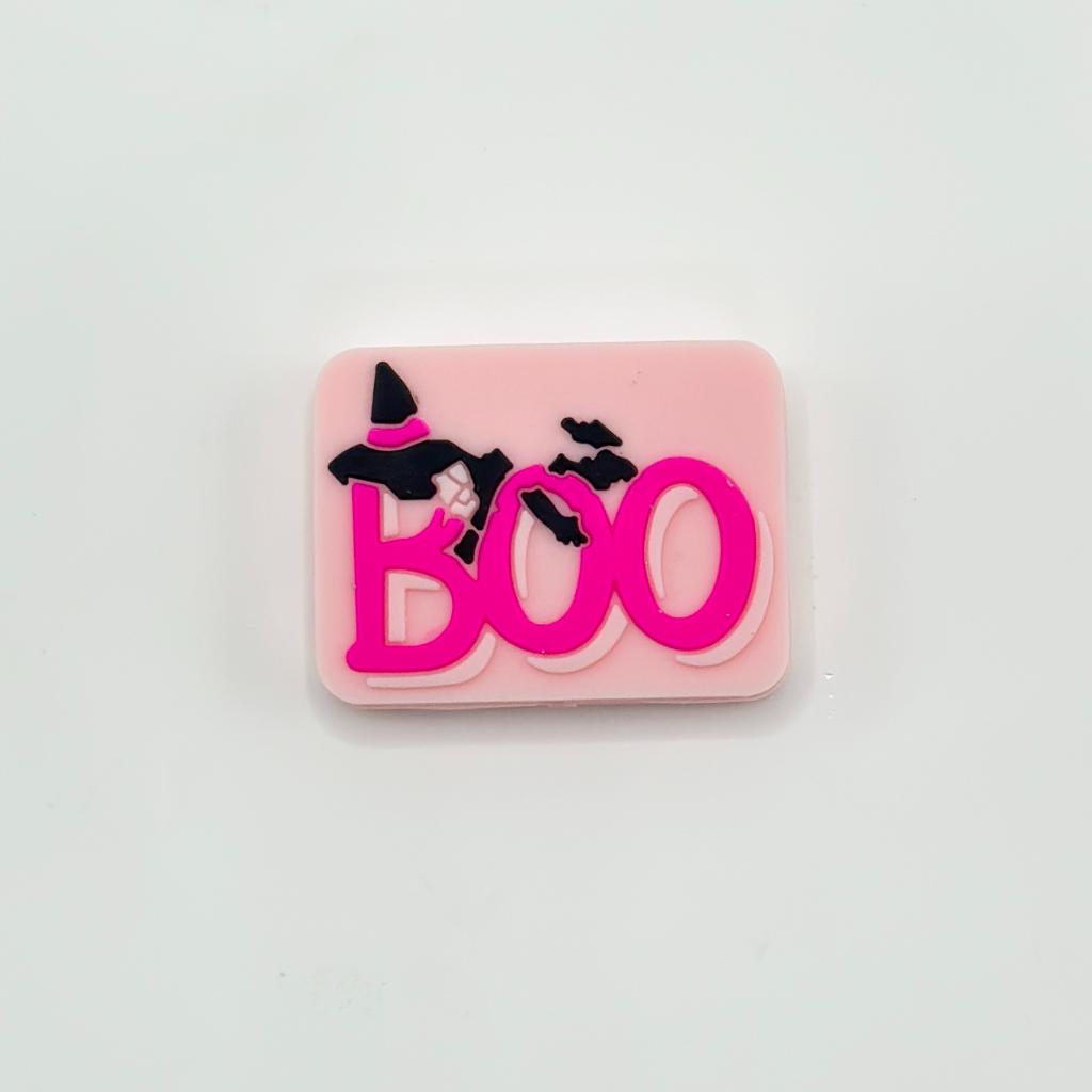 Halloween Pink Boo Rectangle Silicone Focal Beads