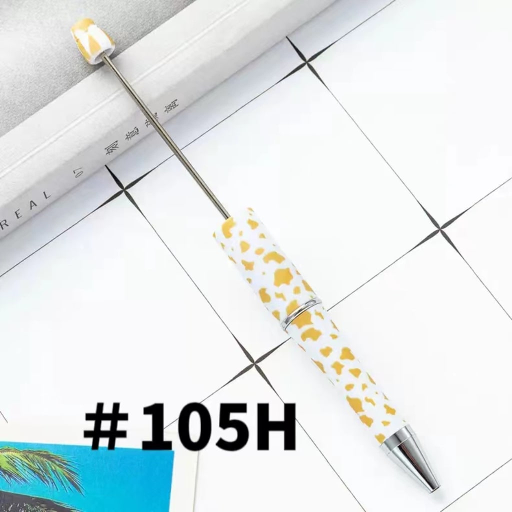 Yellow and White Spots Printed Beadable Pens Number 105H