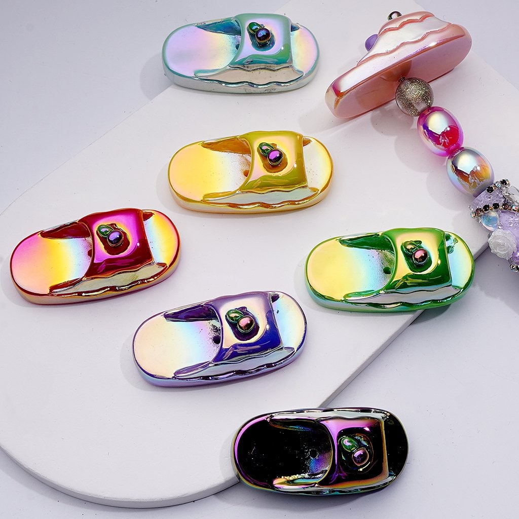 Large Vivid Slippers Acrylic Beads with UV Coating Size 50*24*21MM Random Assortment