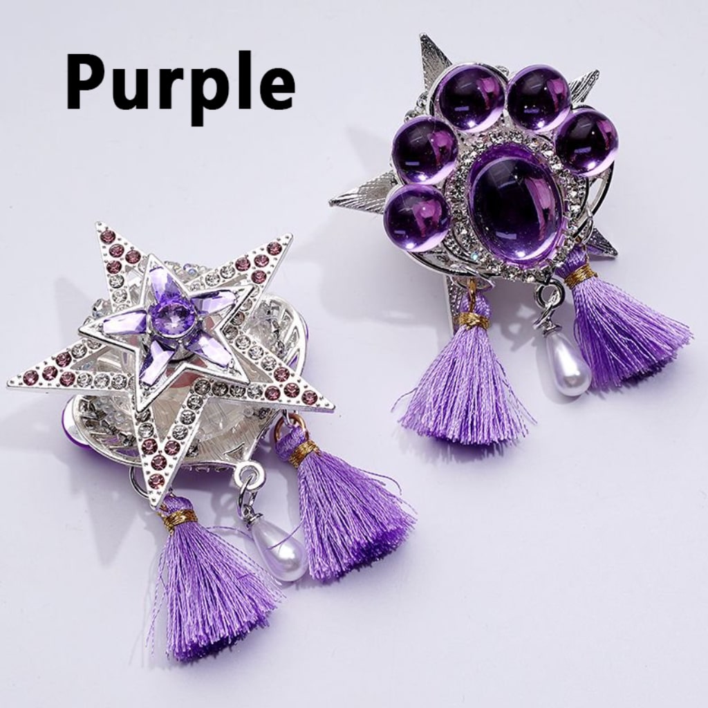 Elegant Silver Alloy Star Leaf Adorned with Clear & Multi-Color Sparkling Rhinestones, Mini Bubble Balls & White Pearl Tassel Pendant Embellished with Acrylic Beads Approx. 46x64MM