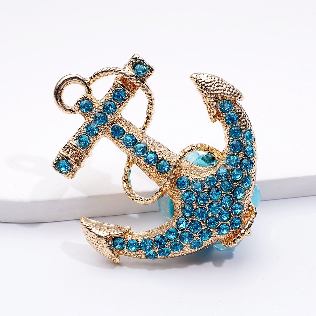 Luxury Gold Alloy Corsair Pirate Ship & Anchor – Embellished with Sparkling Rhinestones, White Pearls & Decorative Clay Beads | Hearts, Flowers, Snowflakes 58*50*20MM