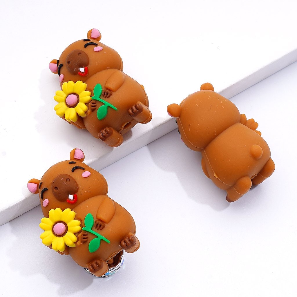 Adorable 3D Capybara Silicone Beads – Cute Animal Focal Design for Crafts