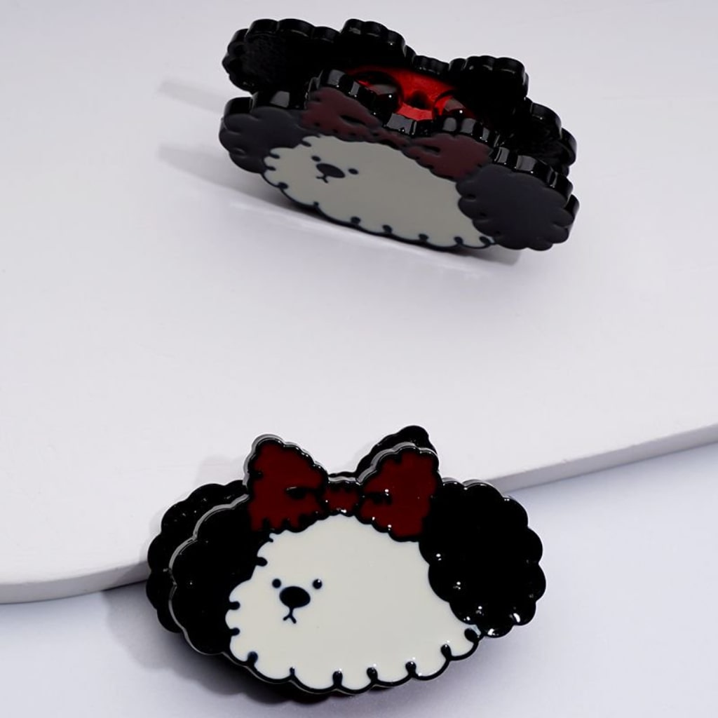 Puppy Cute Alloy Dog with Bows Colorful Flowers Oval Pearls Round Clay Beads, Around 42*30MM