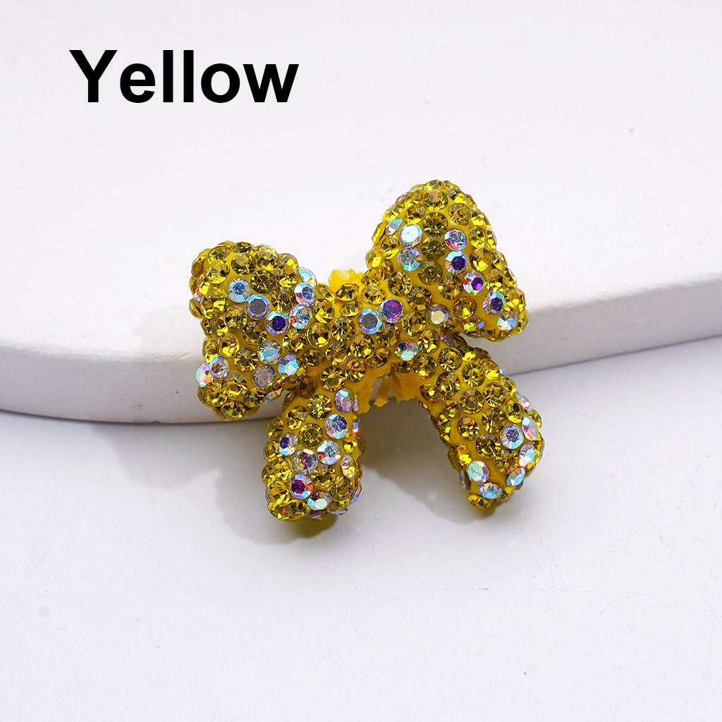 Colorful Bowknot Clay Beads with AB Rhinestones Adorable Multi-Color, 24*26MM, Random Mix
