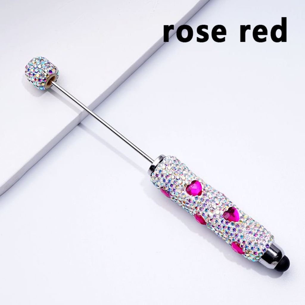 Colorful Heart Rhinestones Mini AB Rhinestones with Beadable Clay Stylus Pens Covered the Entire Pen