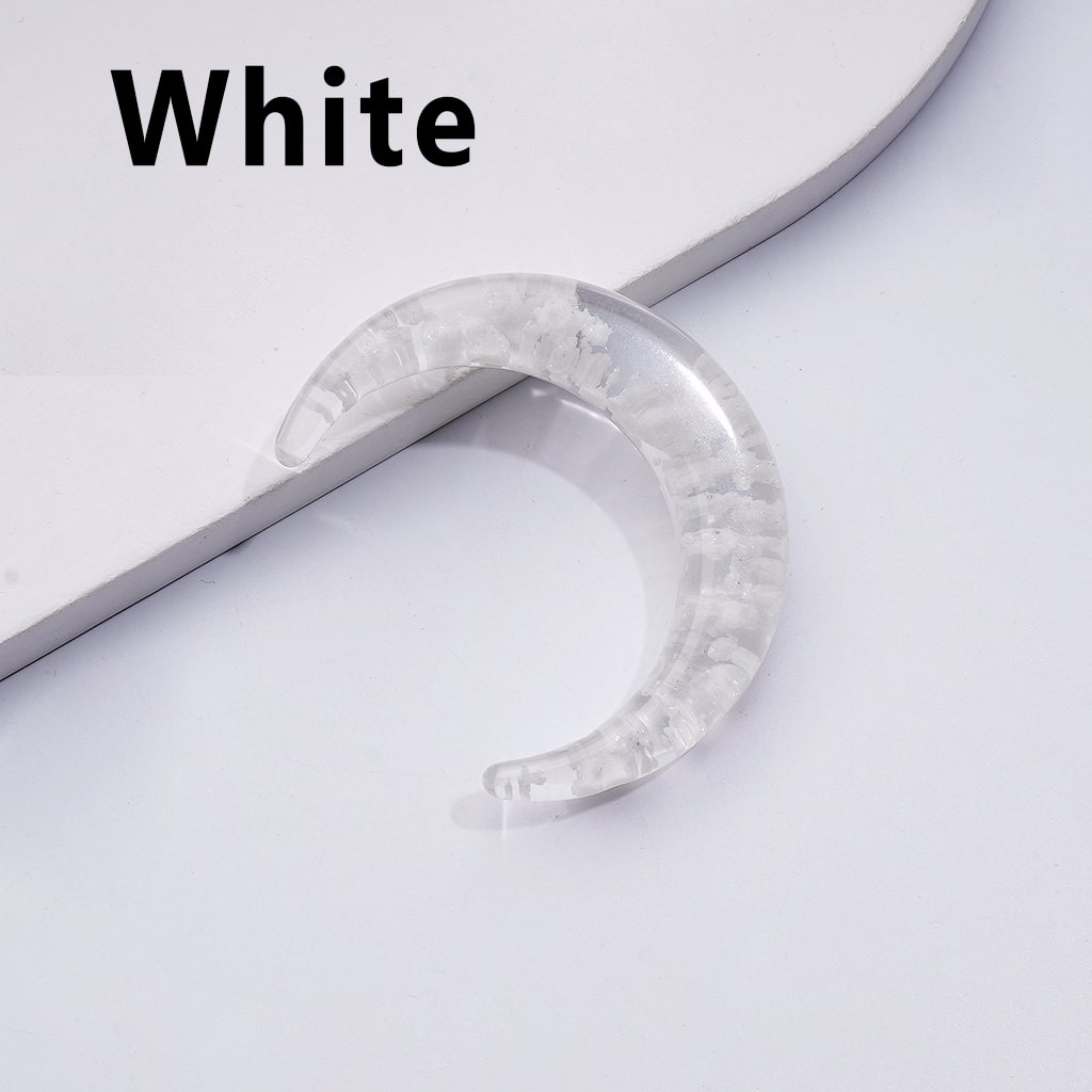 Luminous Cute Glitter Multi-Color Clouds Inside Clear Crescent Moon Acrylic Beads, Around 46MM