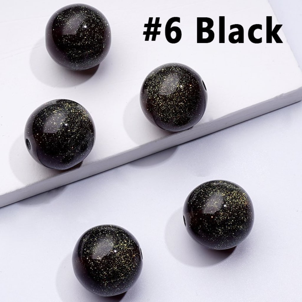 Glitter Shiny Glossy Colorful Round Acrylic Beads, 12MM