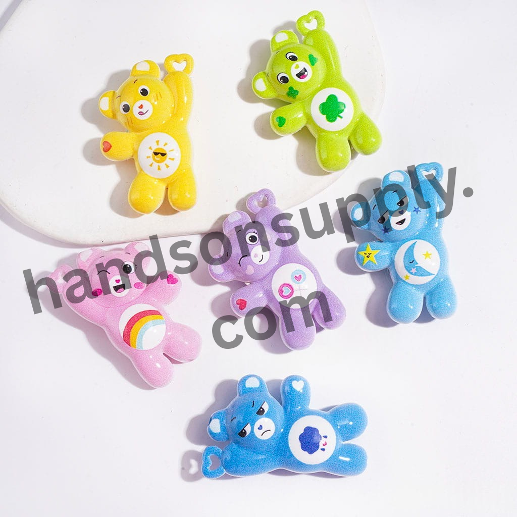 Rainbow Bear Acrylic Beads,47*28MM, Heart Hole, Random Mix