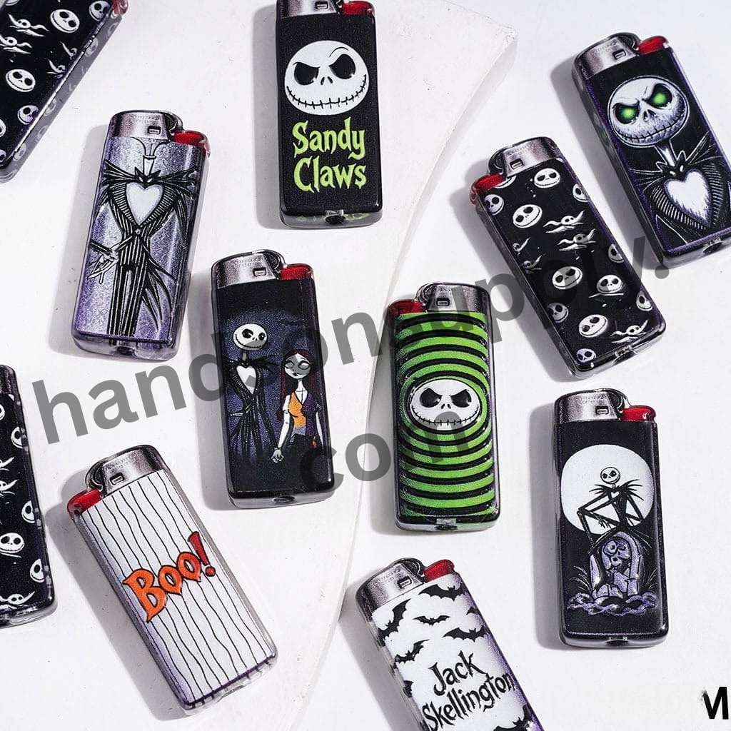 Acrylic Beads with Skull and Skeleton Couple Designs, Lighter-Shaped, 14*34MM, Random Mix
