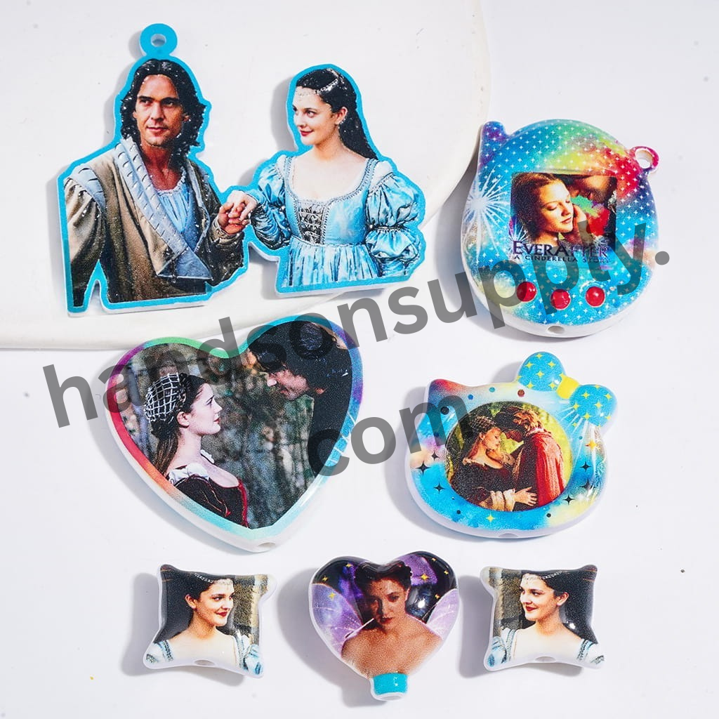 Romantic Movie Themed Acrylic Beads and Pendants for DIY Jewelry